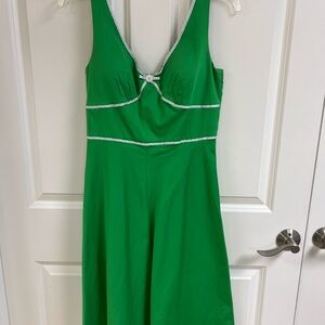 R&K Green Midi Dress with White Trim